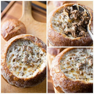 Yes!!! Philly Cheesesteak Stew in a bread bowl