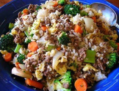Ground Beef Fried Rice – Yields 4 servings