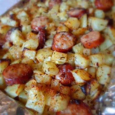 Oven Roasted Smoked Sausage and Potatoes