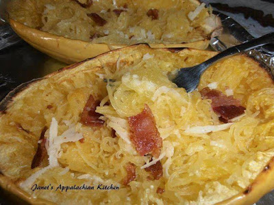 Roasted Spaghetti Squash with Bacon and Parmesan