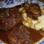 Hamburger steaks with onion gravy Recipe Image
