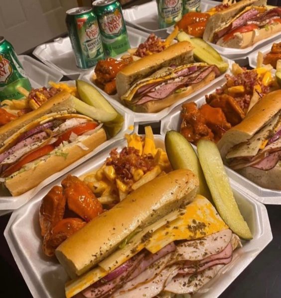 DELI SUB WITH SWEET WINGS AND CHEESE FRIES