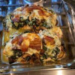 Smothered Chicken with Creamed Spinach, Bacon, Mushrooms Recipe Image
