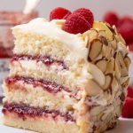 White Chocolate Almond Raspberry Cake Recipe Image