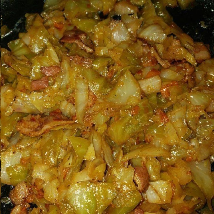 Fried Cabbage with Bacon Onion and Garlic