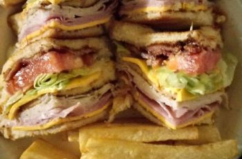 BIG MARV’S CAFE UNO GAME NIGHT CLUB SANDWICH AND FRIES
