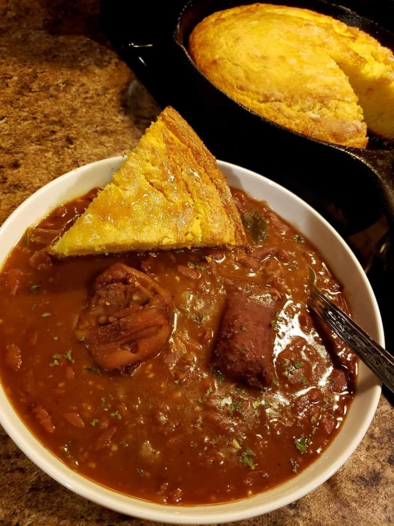 Southern red beans with smoked sausage and Cajun seasoning